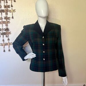 Vintage green plaid jacket, size 6
